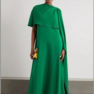 Elegant Green Cape Dress